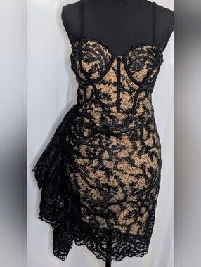 NWT JLUXLABEL Black Marilyn Lace Corset Mini Dress Size S